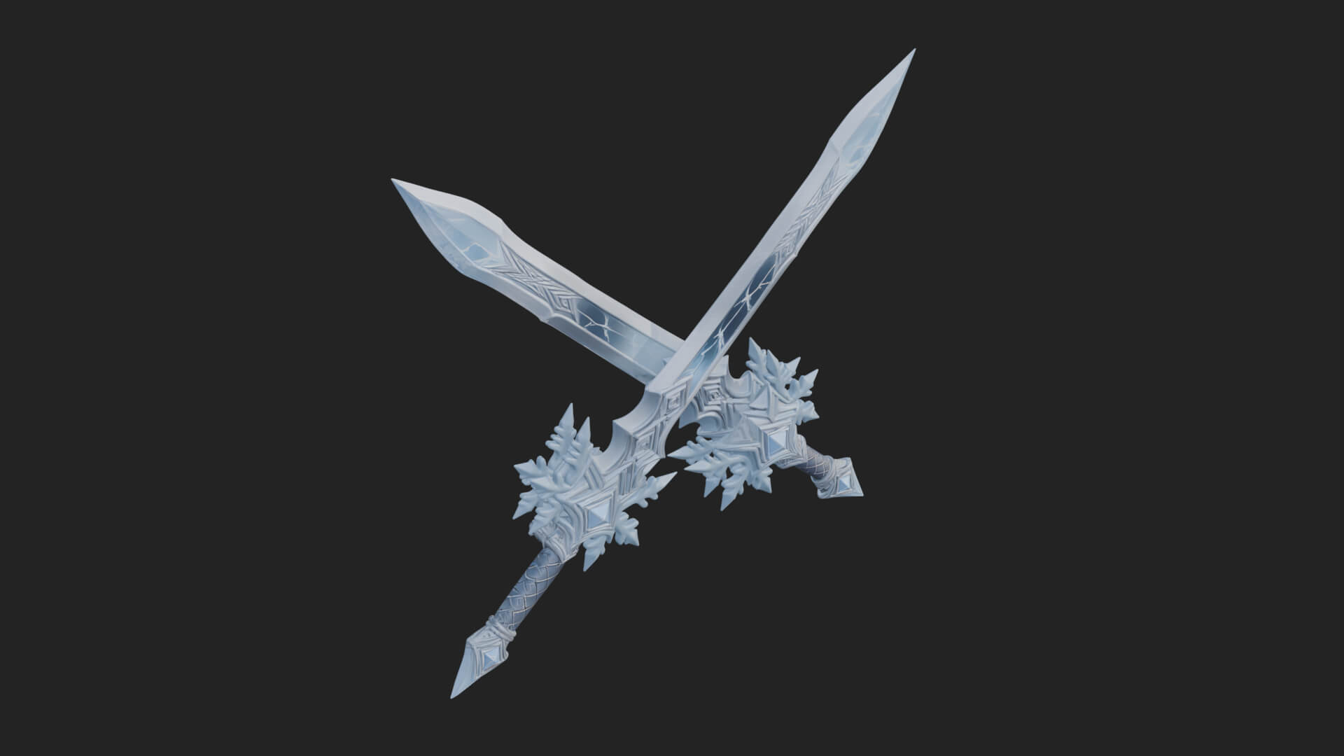 Ice Crystal Sword Pair Model Design 4 3D Print Model 3D Model