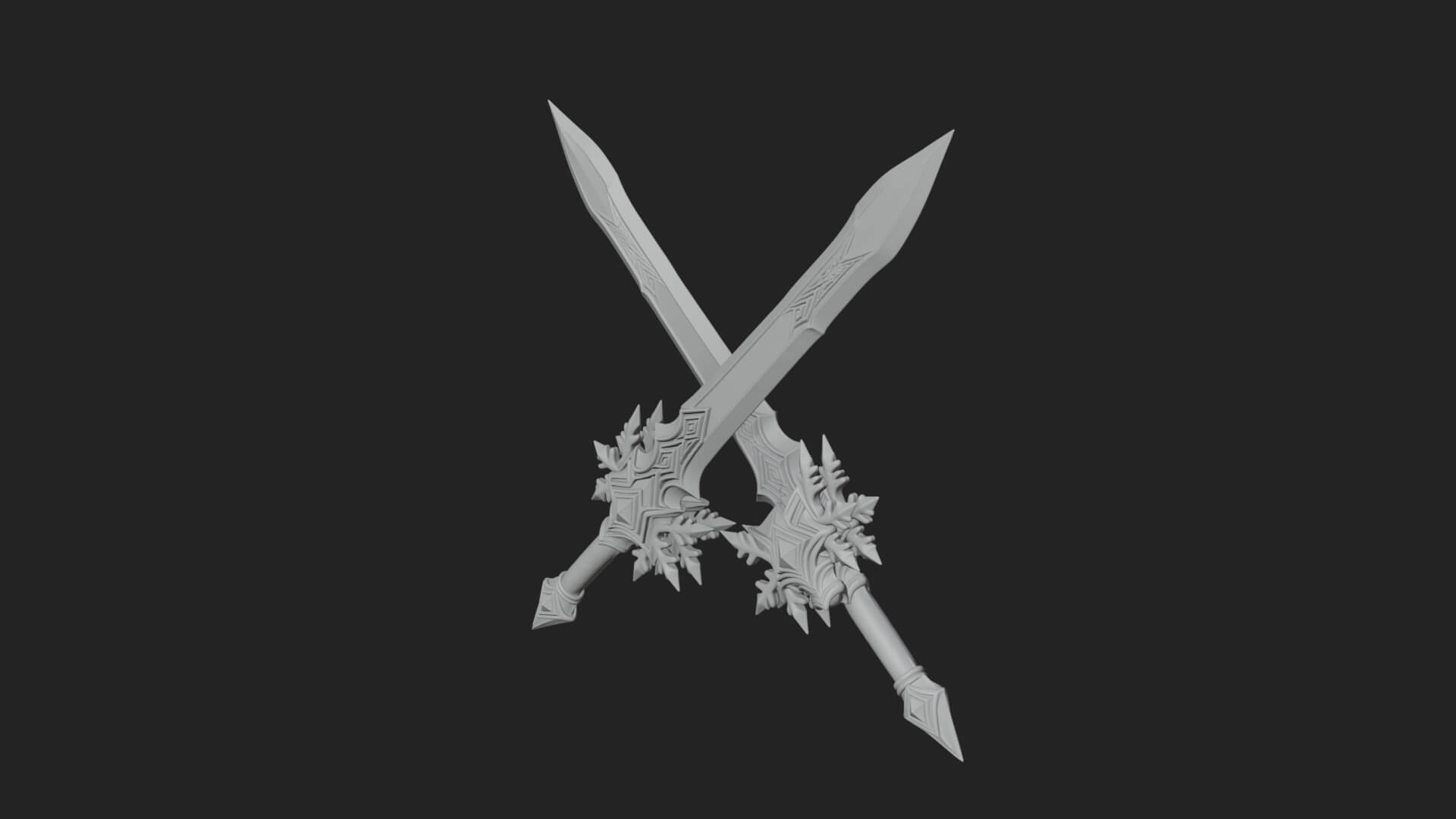 Ice Crystal Sword Pair Model Design 4 3D Print Model 3D Model