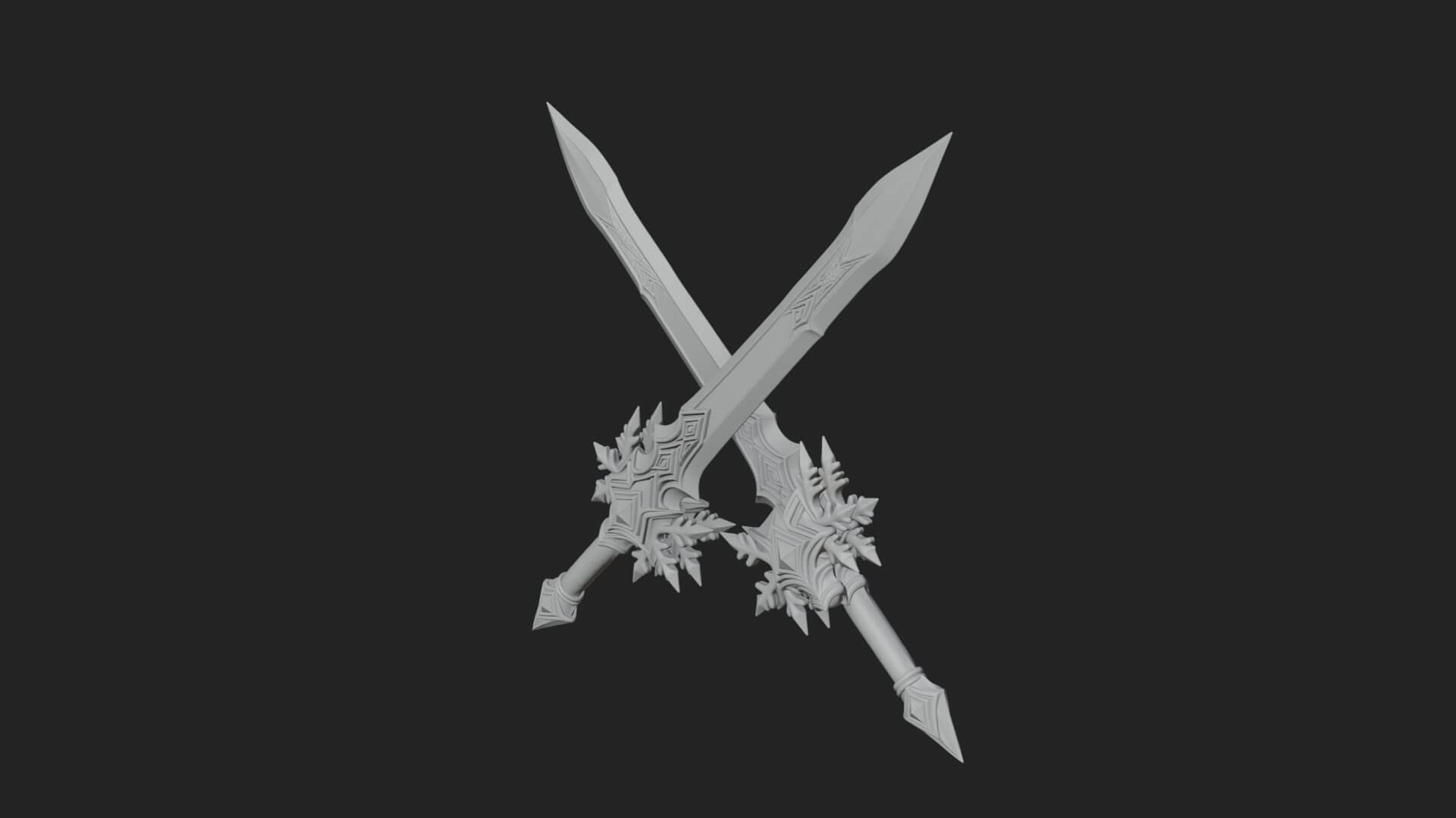 Ice Crystal Sword Pair Model Design 4 3D Print Model 3D Model