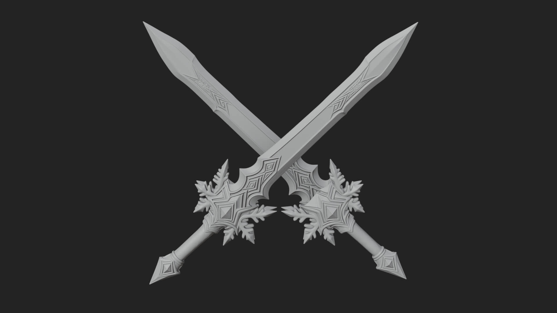 Ice Crystal Sword Pair Model Design 4 3D Print Model 3D Model