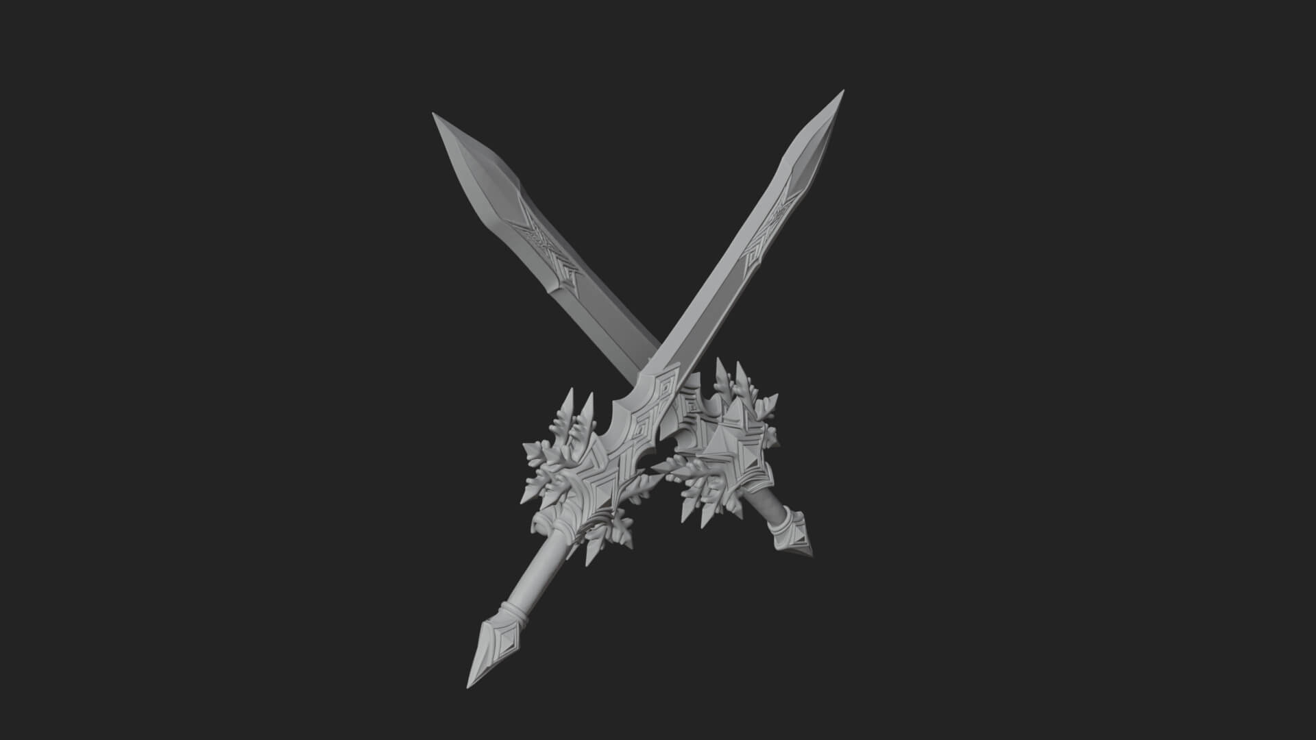Ice Crystal Sword Pair Model Design 4 3D Print Model 3D Model