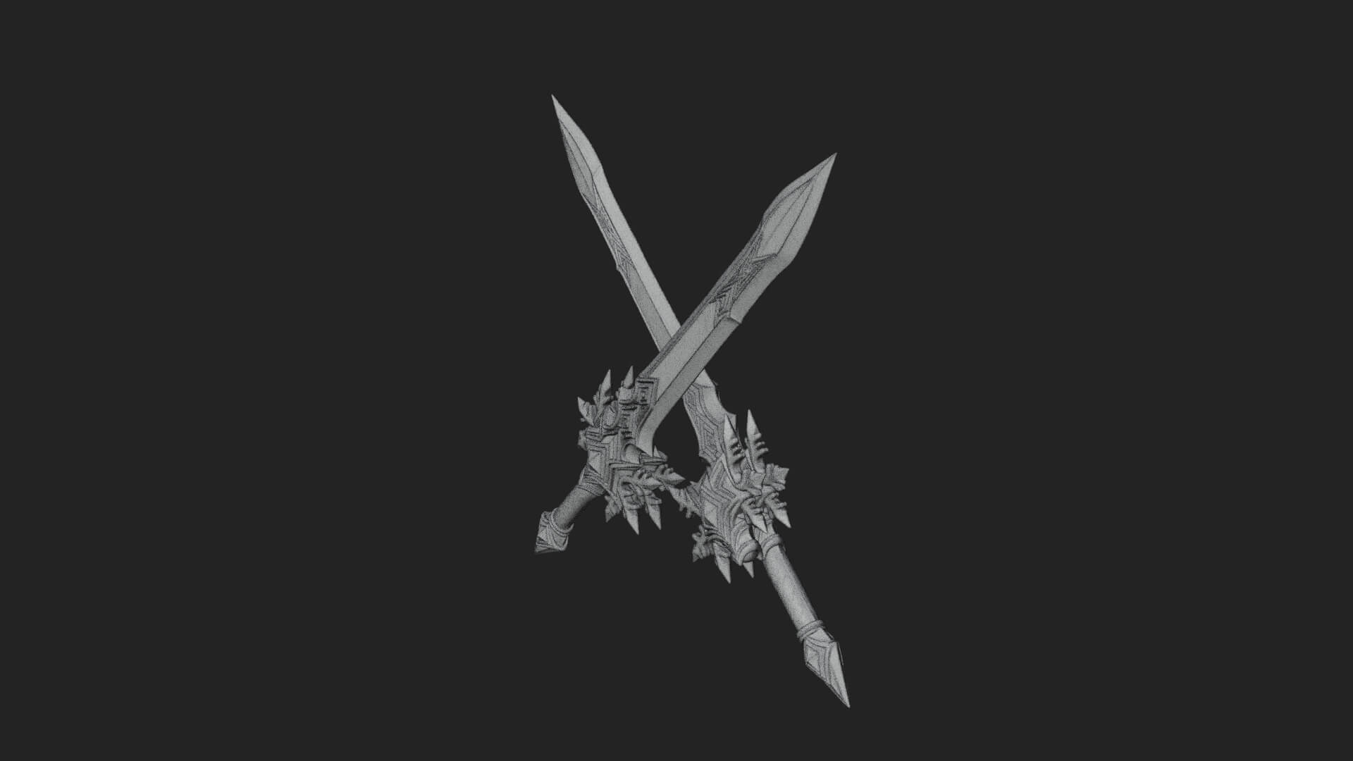 Ice Crystal Sword Pair Model Design 4 3D Print Model 3D Model