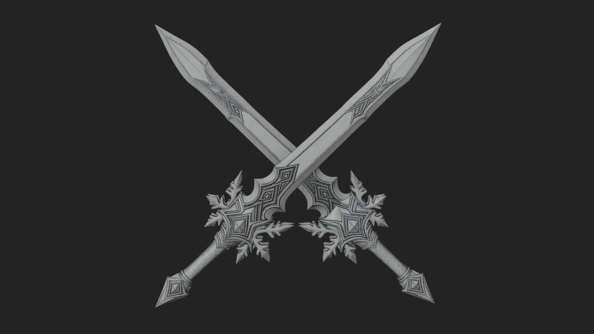 Ice Crystal Sword Pair Model Design 4 3D Print Model 3D Model