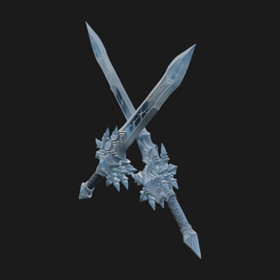 Ice Crystal Sword Pair Model Design 4 3D Print Model