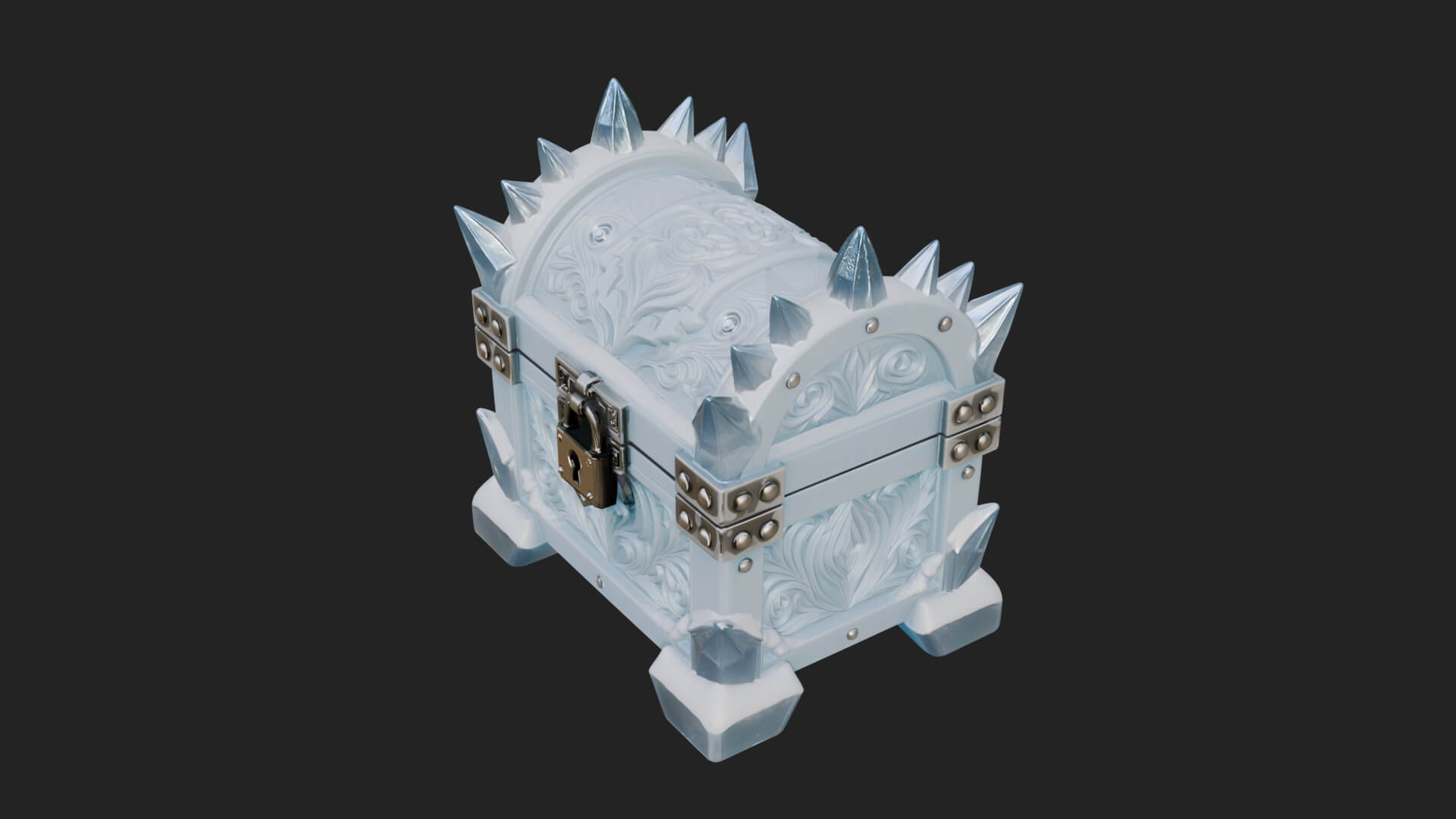 Ice Crystal Treasure Chest Model Design 2 3D Print Model 3D Model