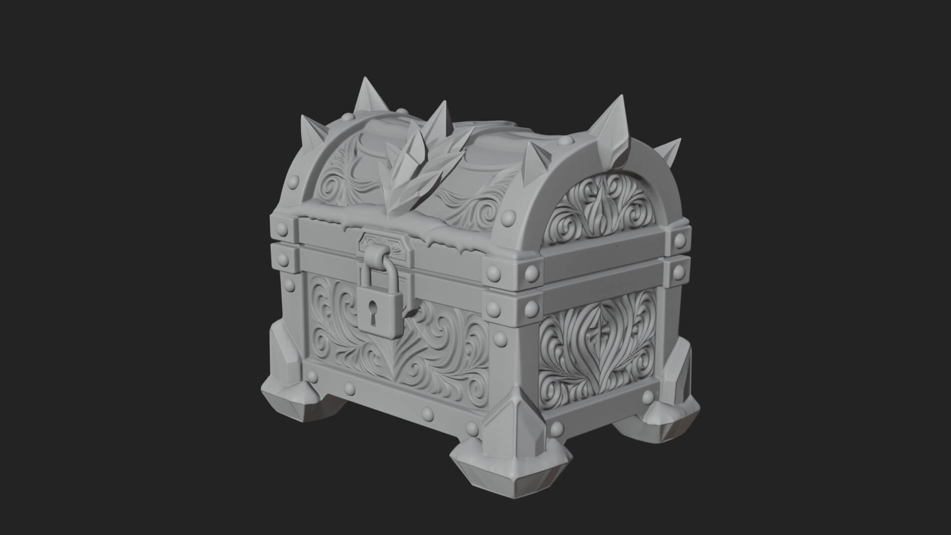 Ice Crystal Treasure Chest Model Design 3 3D Print Model 3D Model