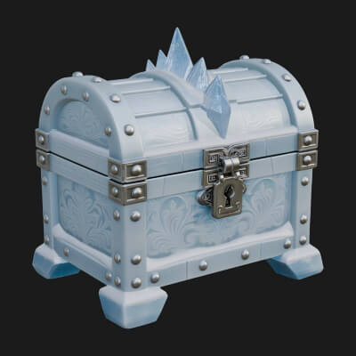 Ice Crystal Treasure Chest Model Design 4 3D Print Model