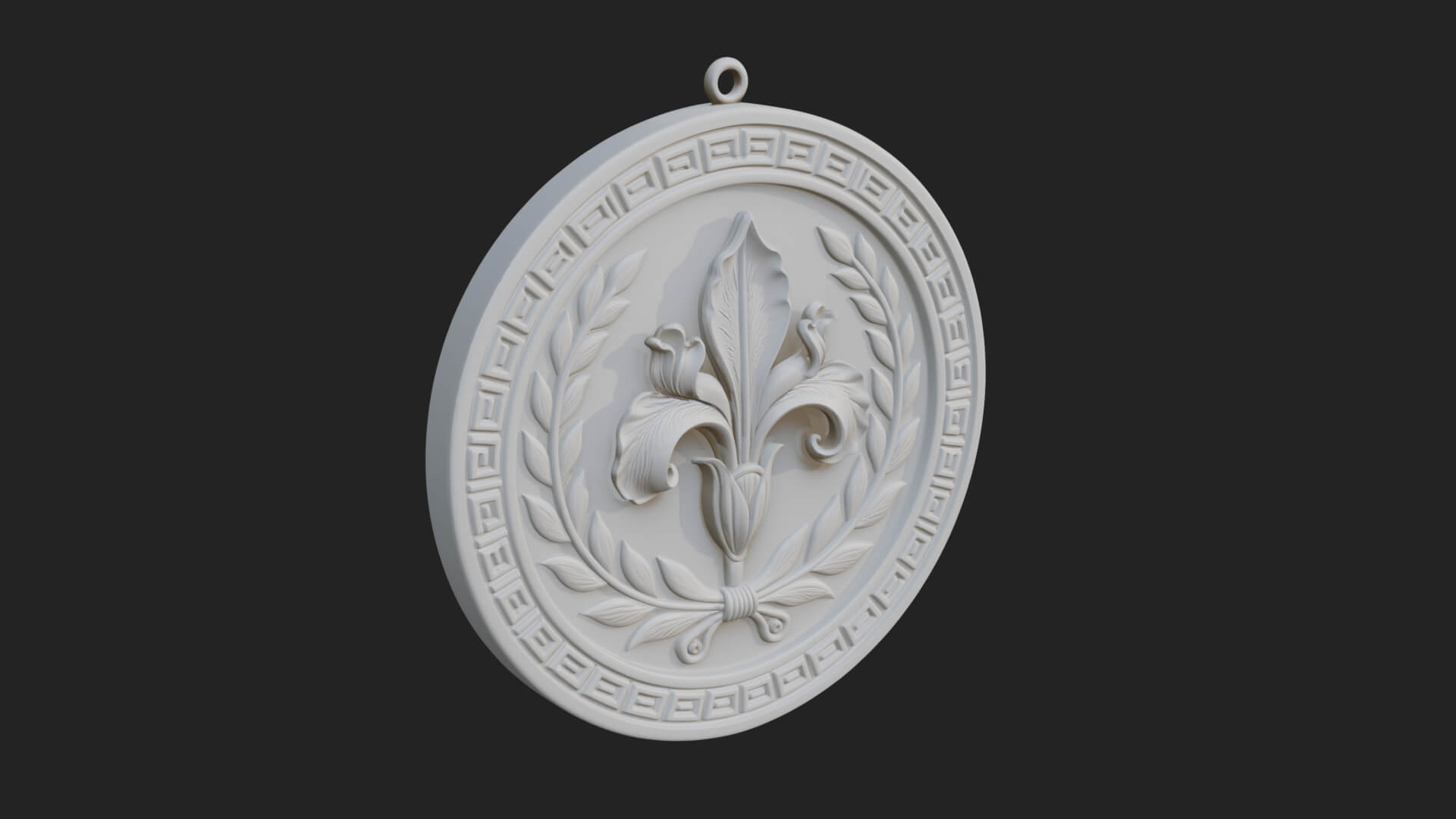 Iris Flower Oval Relief Plaque Design 1 3D Print Model 3D Model