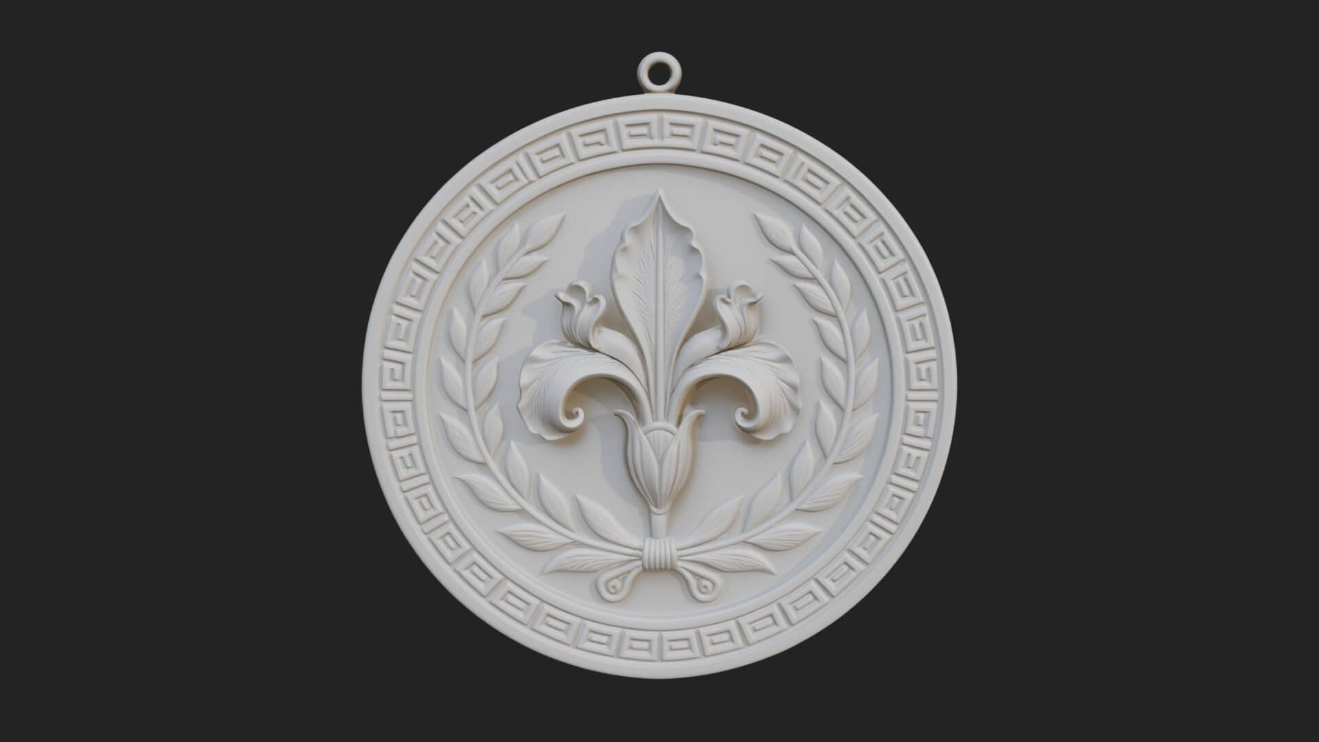 Iris Flower Oval Relief Plaque Design 1 3D Print Model 3D Model