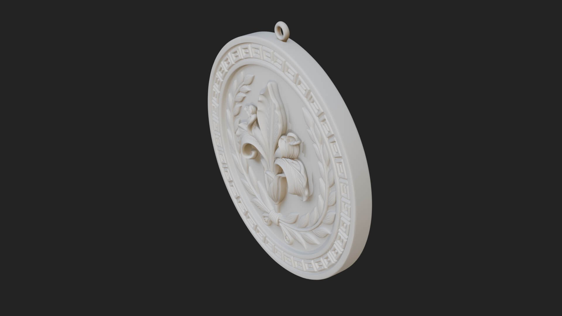 Iris Flower Oval Relief Plaque Design 1 3D Print Model 3D Model