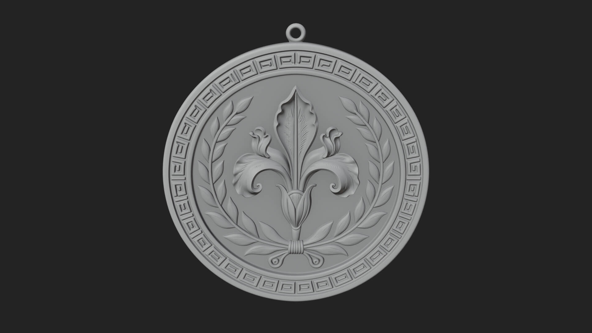 Iris Flower Oval Relief Plaque Design 1 3D Print Model 3D Model