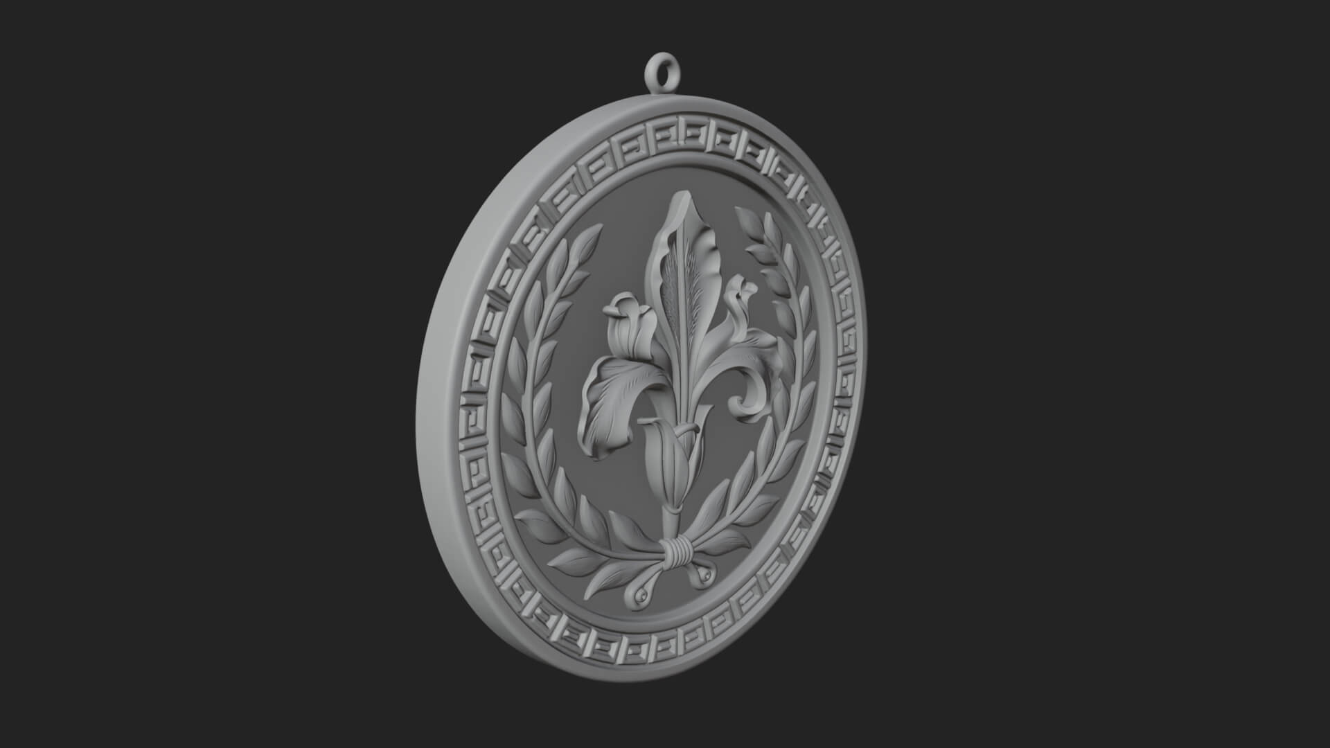 Iris Flower Oval Relief Plaque Design 1 3D Print Model 3D Model