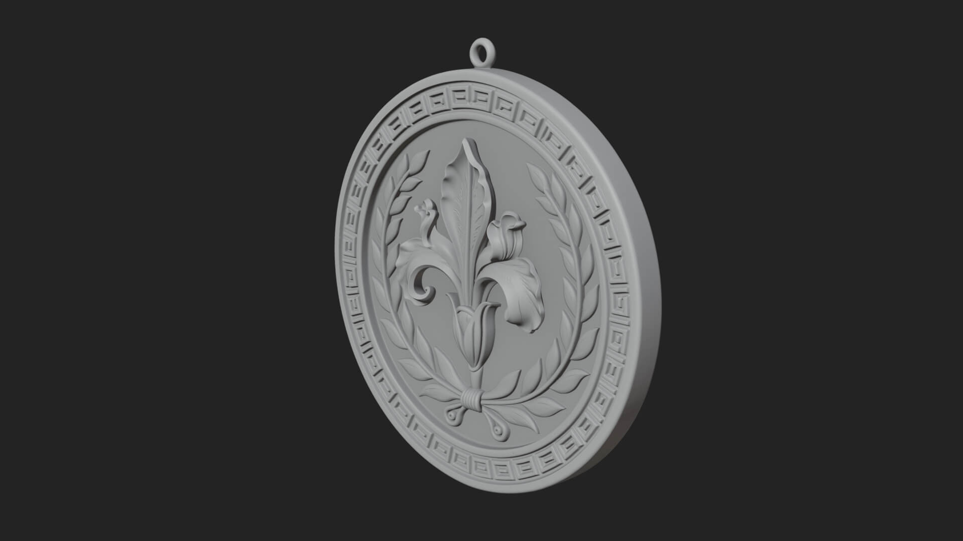 Iris Flower Oval Relief Plaque Design 1 3D Print Model 3D Model