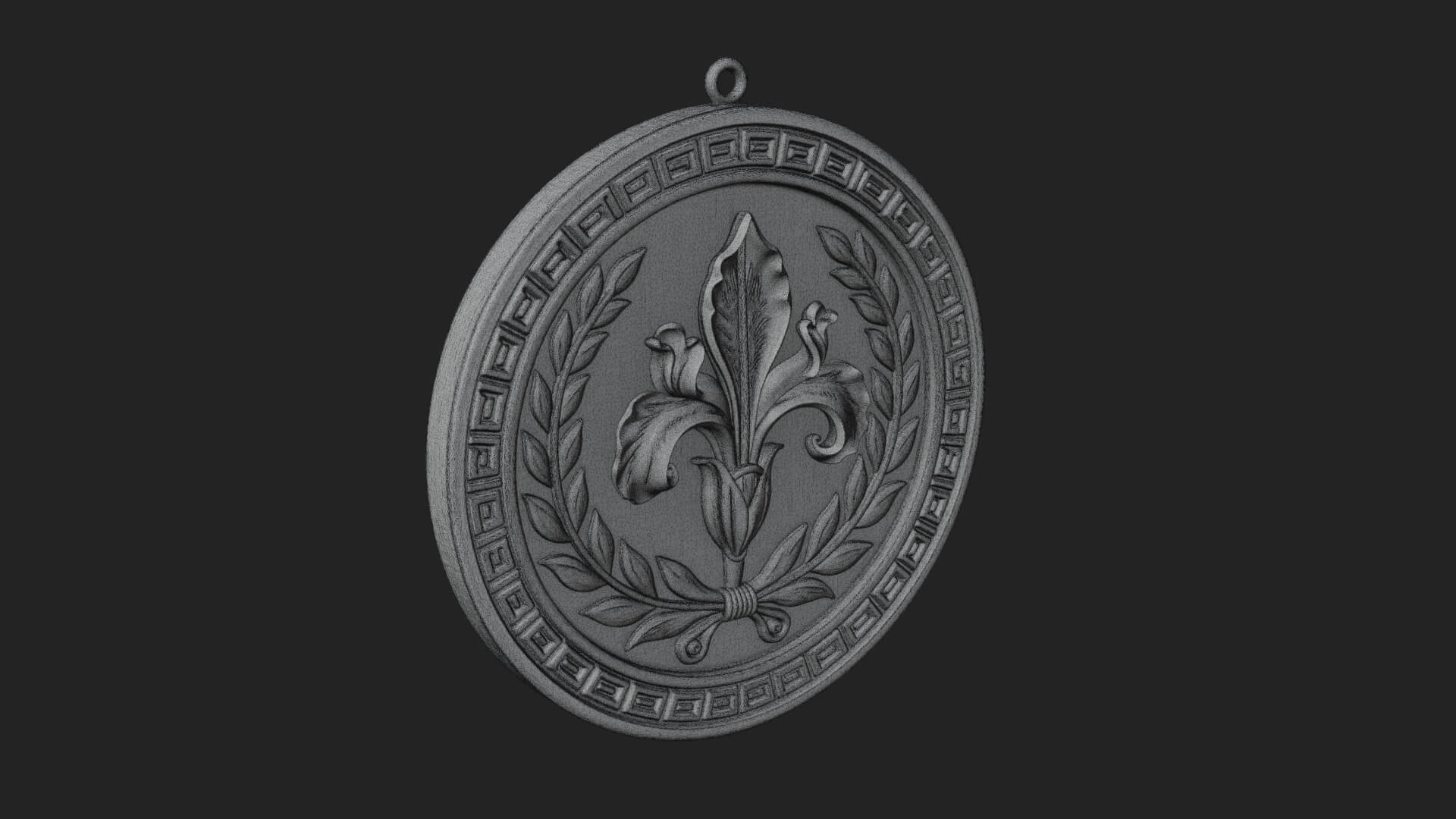 Iris Flower Oval Relief Plaque Design 1 3D Print Model 3D Model