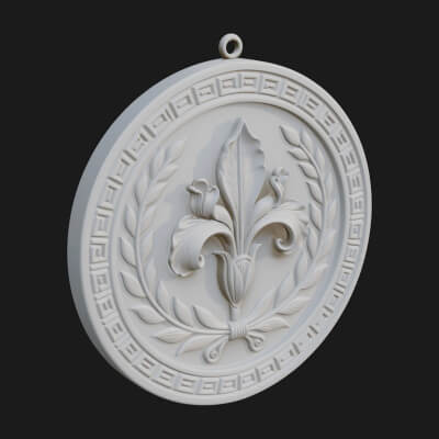 Iris Flower Oval Relief Plaque Design 1 3D Print Model