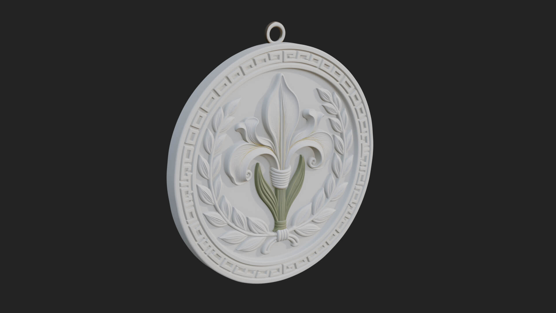 Iris Flower Oval Relief Plaque Design 2 3D Print Model 3D Model