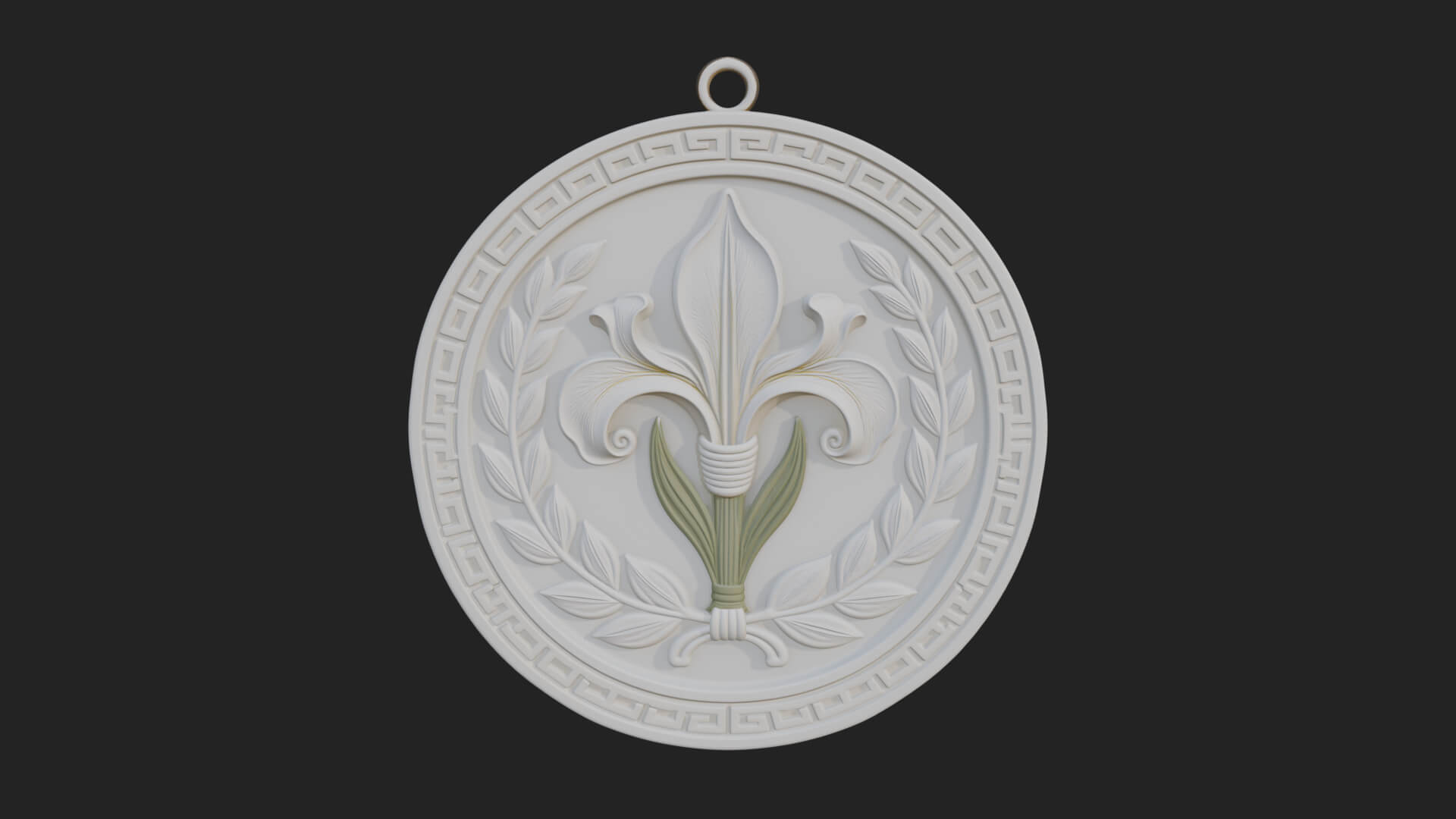 Iris Flower Oval Relief Plaque Design 2 3D Print Model 3D Model