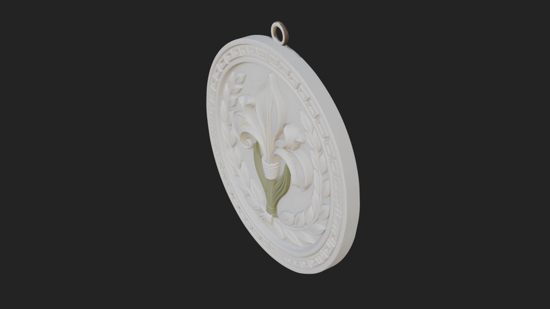 Iris Flower Oval Relief Plaque Design 2 3D Print Model 3D Model