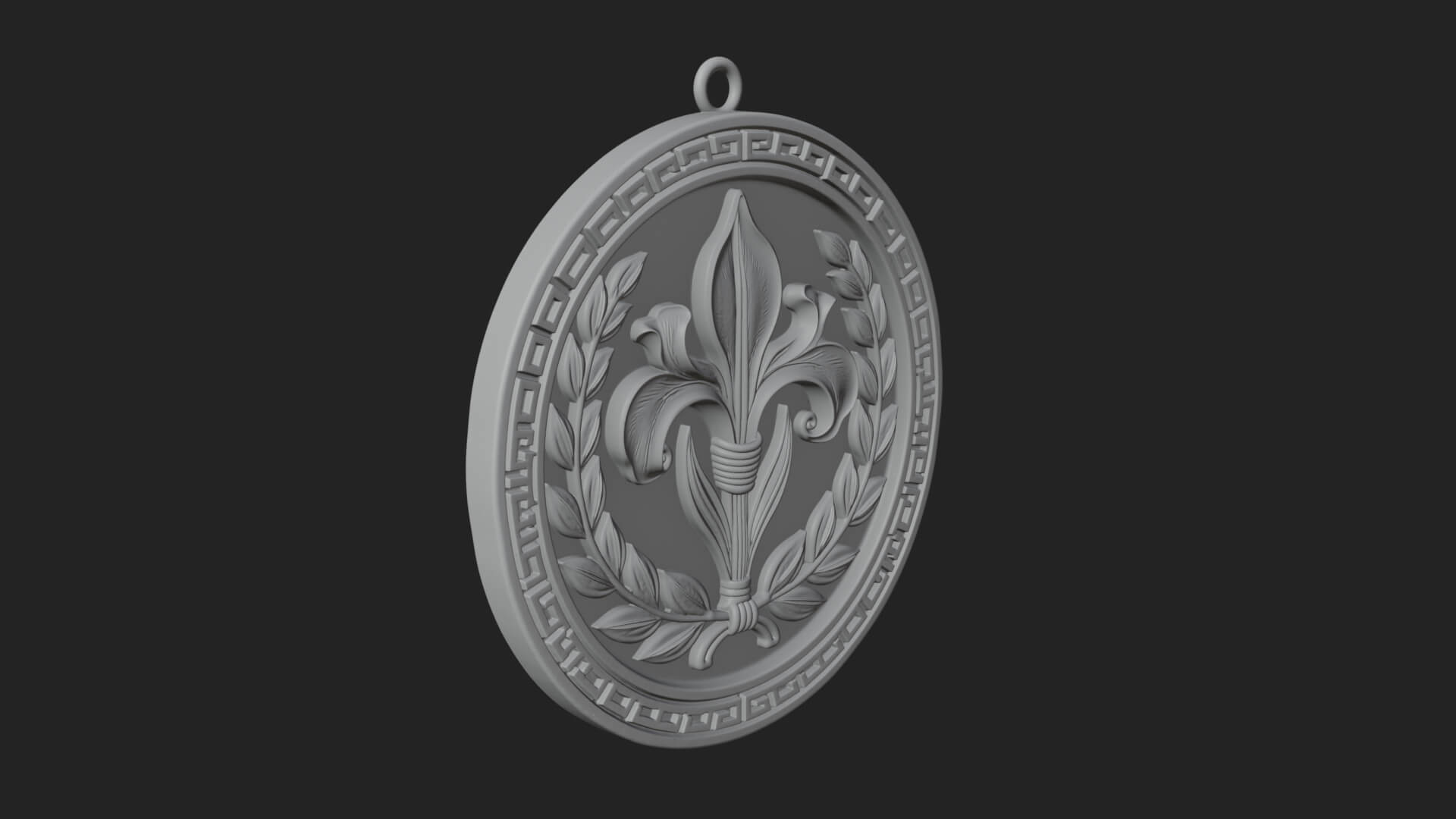 Iris Flower Oval Relief Plaque Design 2 3D Print Model 3D Model