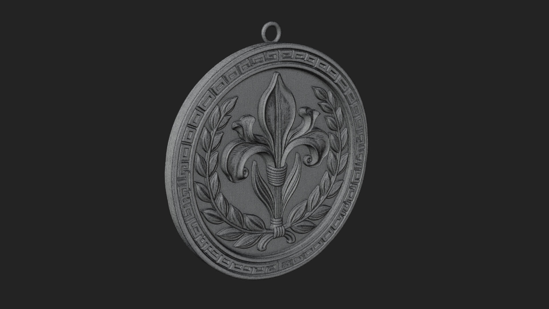 Iris Flower Oval Relief Plaque Design 2 3D Print Model 3D Model