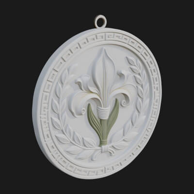 Iris Flower Oval Relief Plaque Design 2 3D Print Model