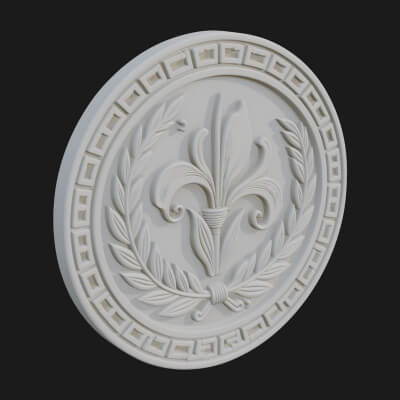 Iris Flower Oval Relief Plaque Design 3 3D Print Model