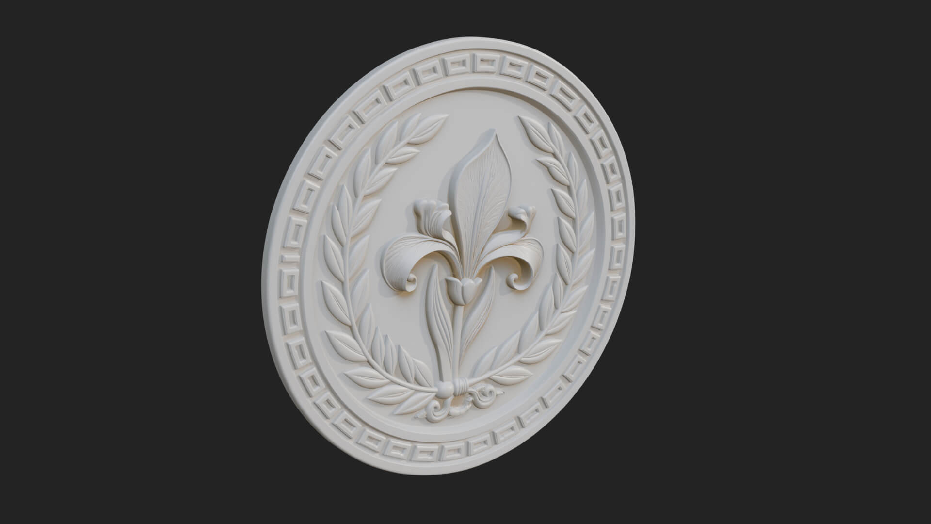 Iris Flower Oval Relief Plaque Design 4 3D Print Model 3D Model