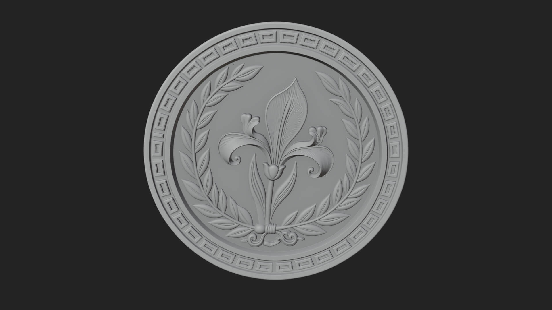 Iris Flower Oval Relief Plaque Design 4 3D Print Model 3D Model