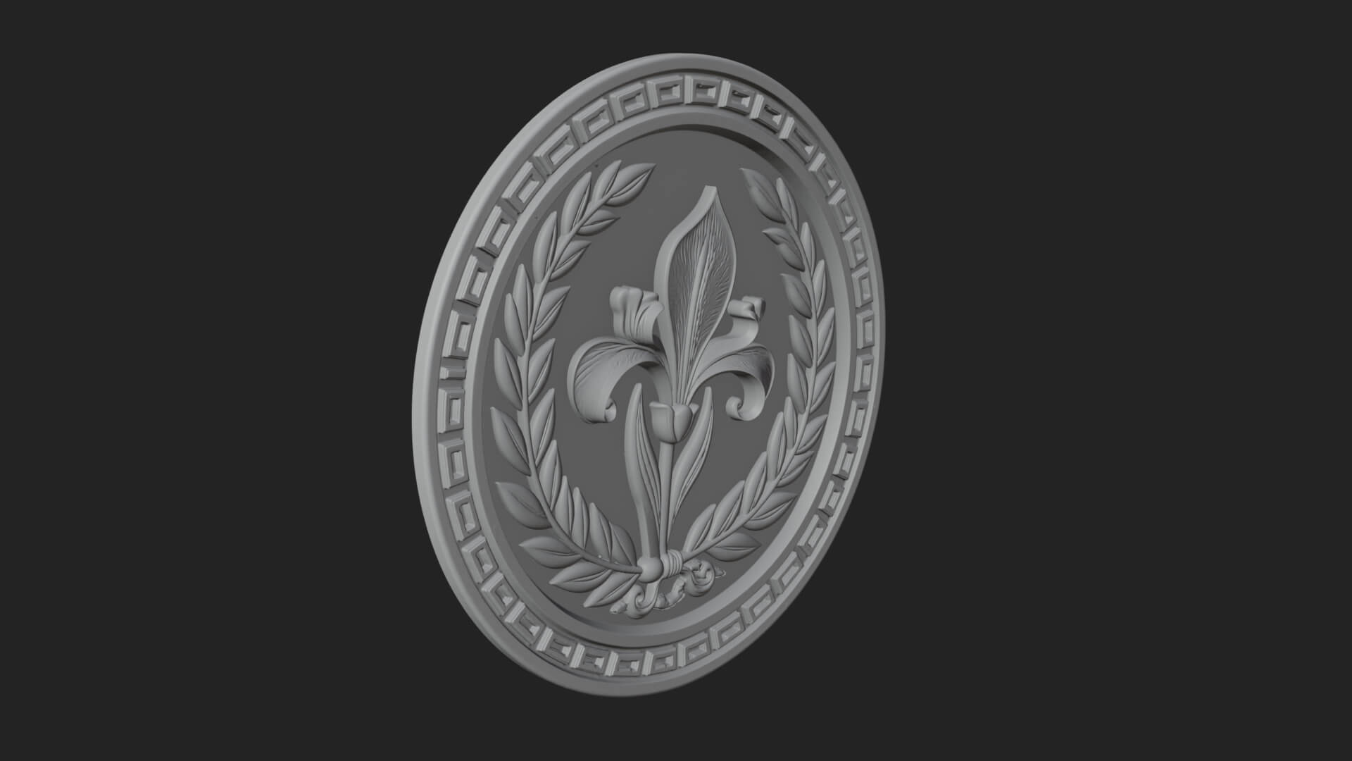 Iris Flower Oval Relief Plaque Design 4 3D Print Model 3D Model