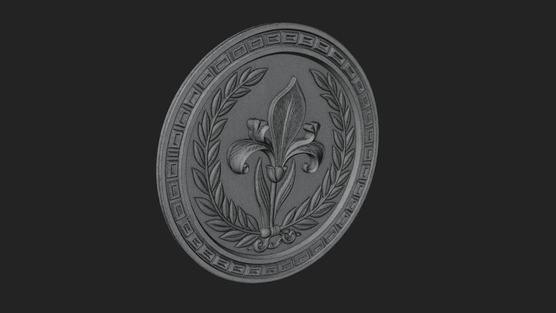 Iris Flower Oval Relief Plaque Design 4 3D Print Model 3D Model