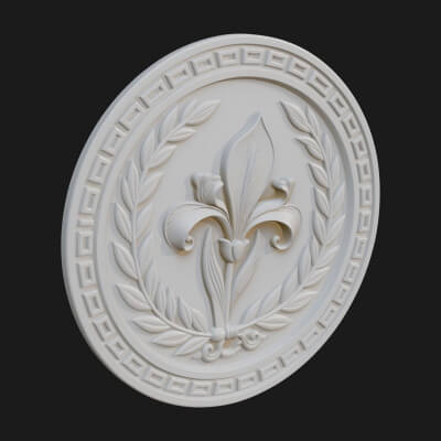 Iris Flower Oval Relief Plaque Design 4 3D Print Model