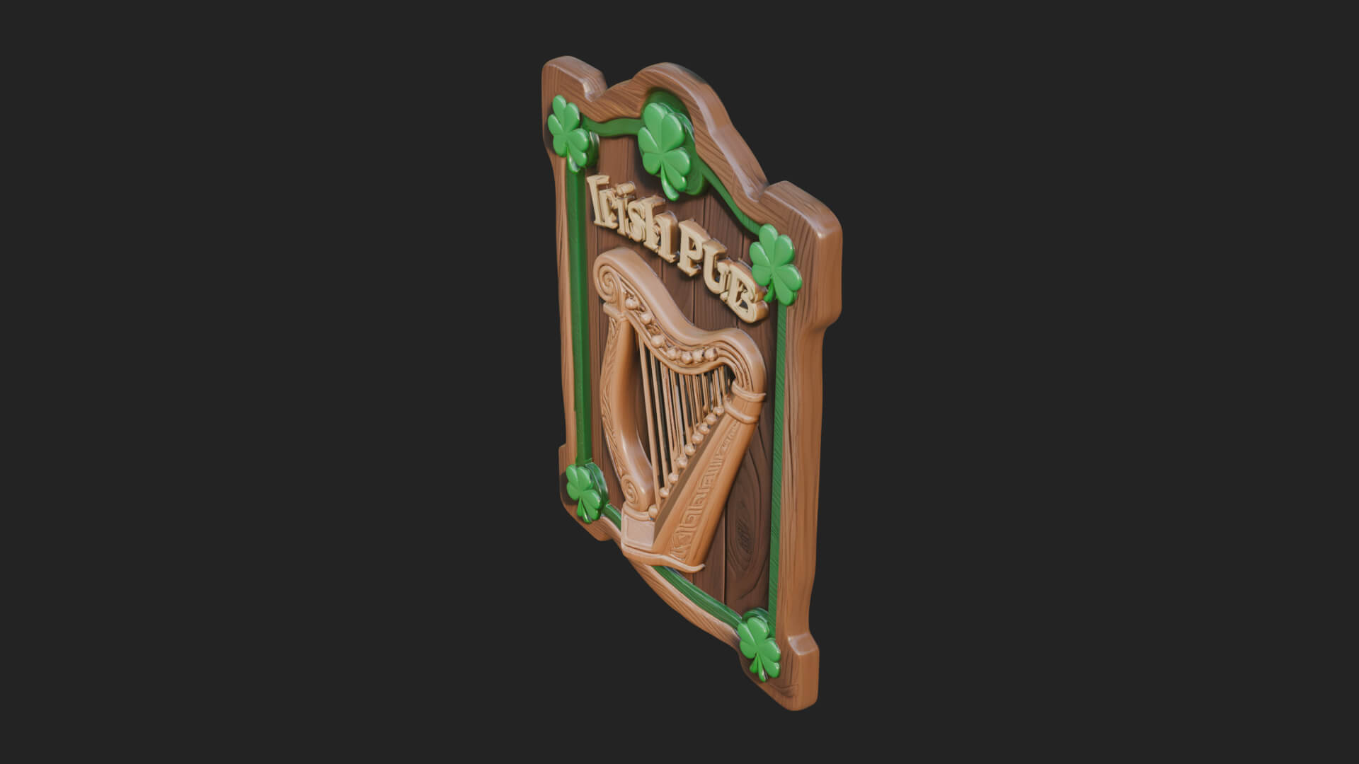 Irish Pub Harp Sign Plaque Design 1 3D Print Model 3D Model