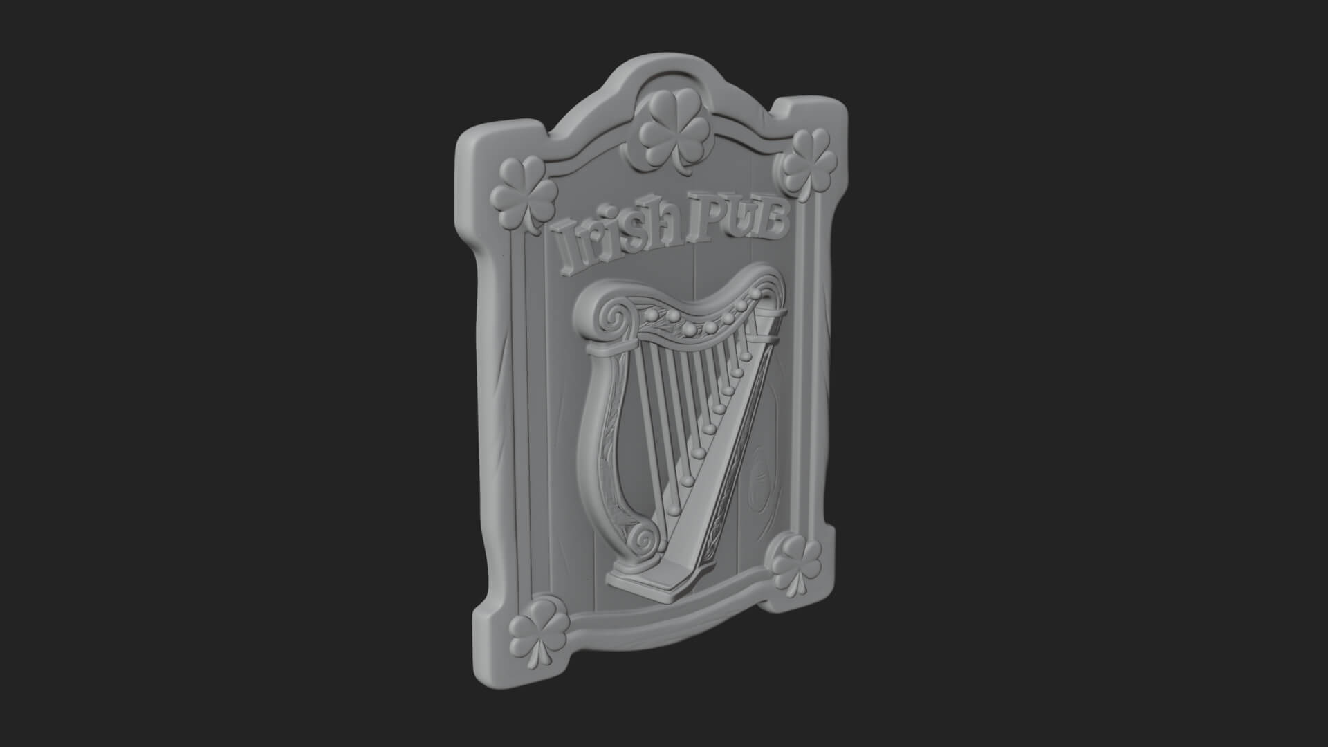 Irish Pub Harp Sign Plaque Design 1 3D Print Model 3D Model