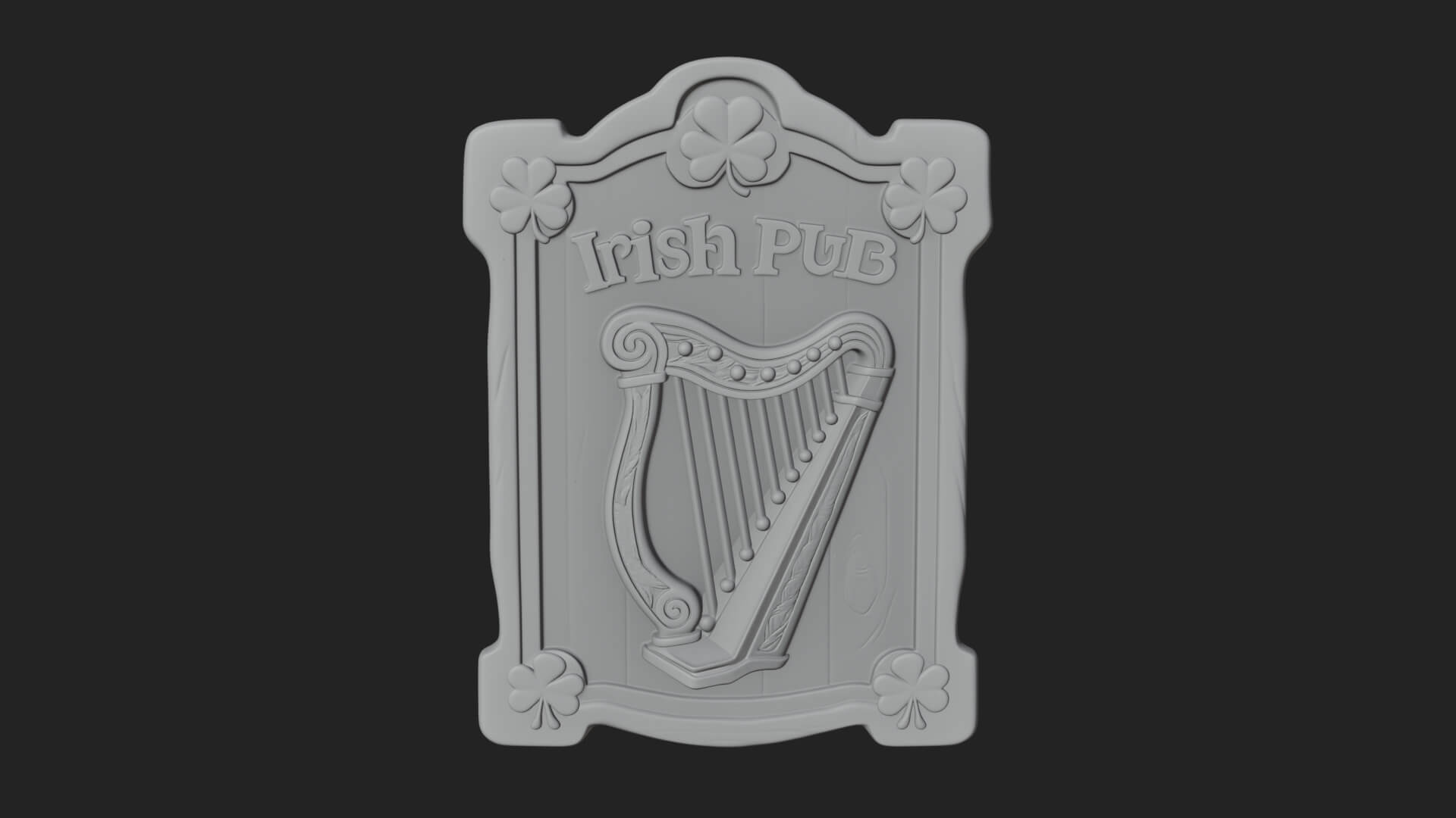 Irish Pub Harp Sign Plaque Design 1 3D Print Model 3D Model