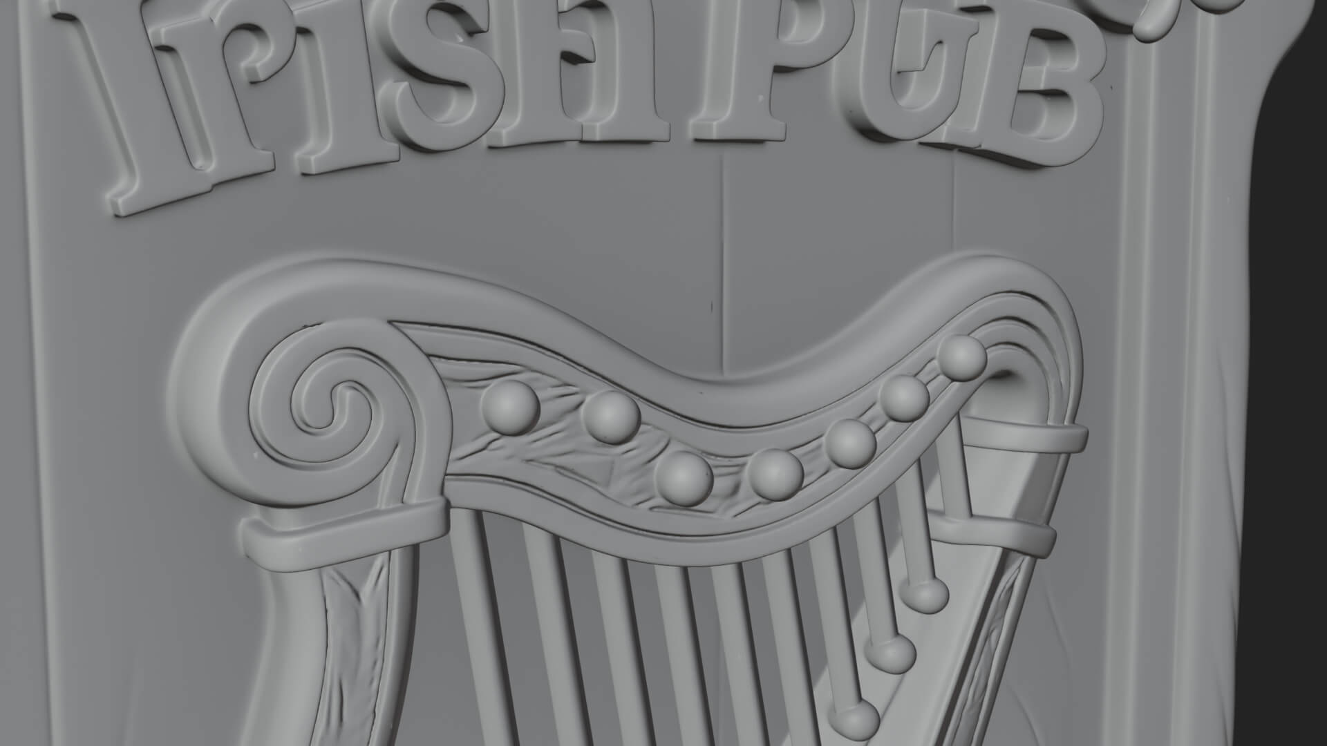 Irish Pub Harp Sign Plaque Design 1 3D Print Model 3D Model