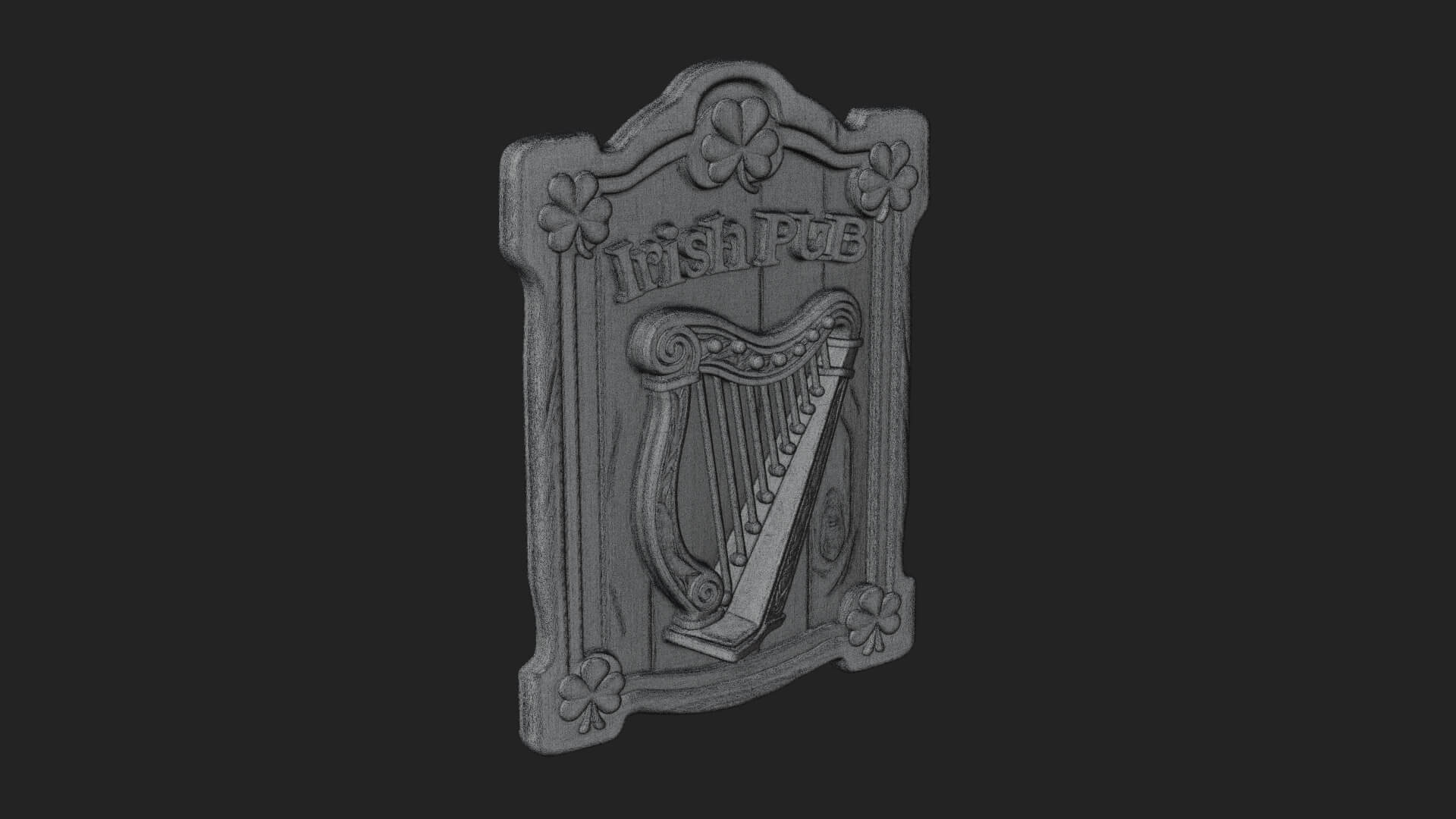 Irish Pub Harp Sign Plaque Design 1 3D Print Model 3D Model