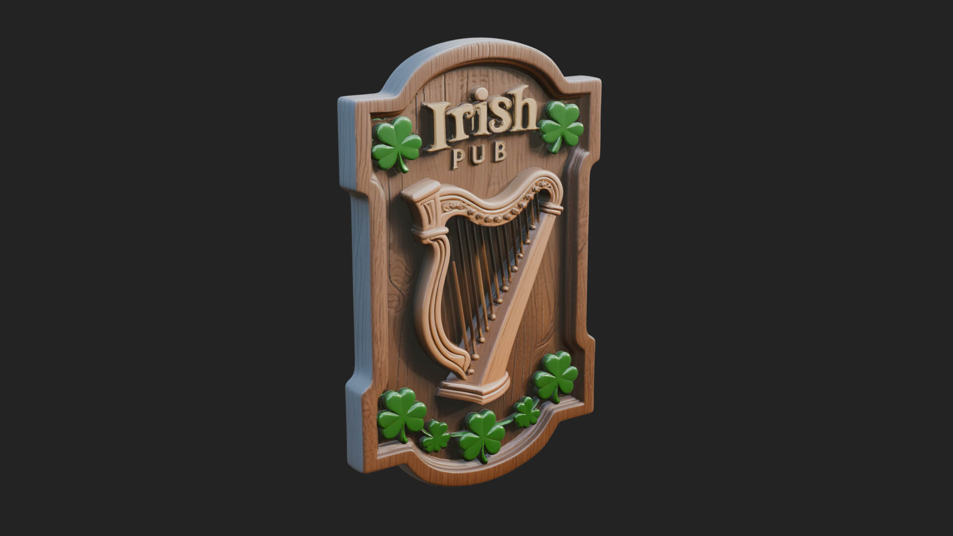 Irish Pub Harp Sign Plaque Design 2 3D Print Model 3D Model
