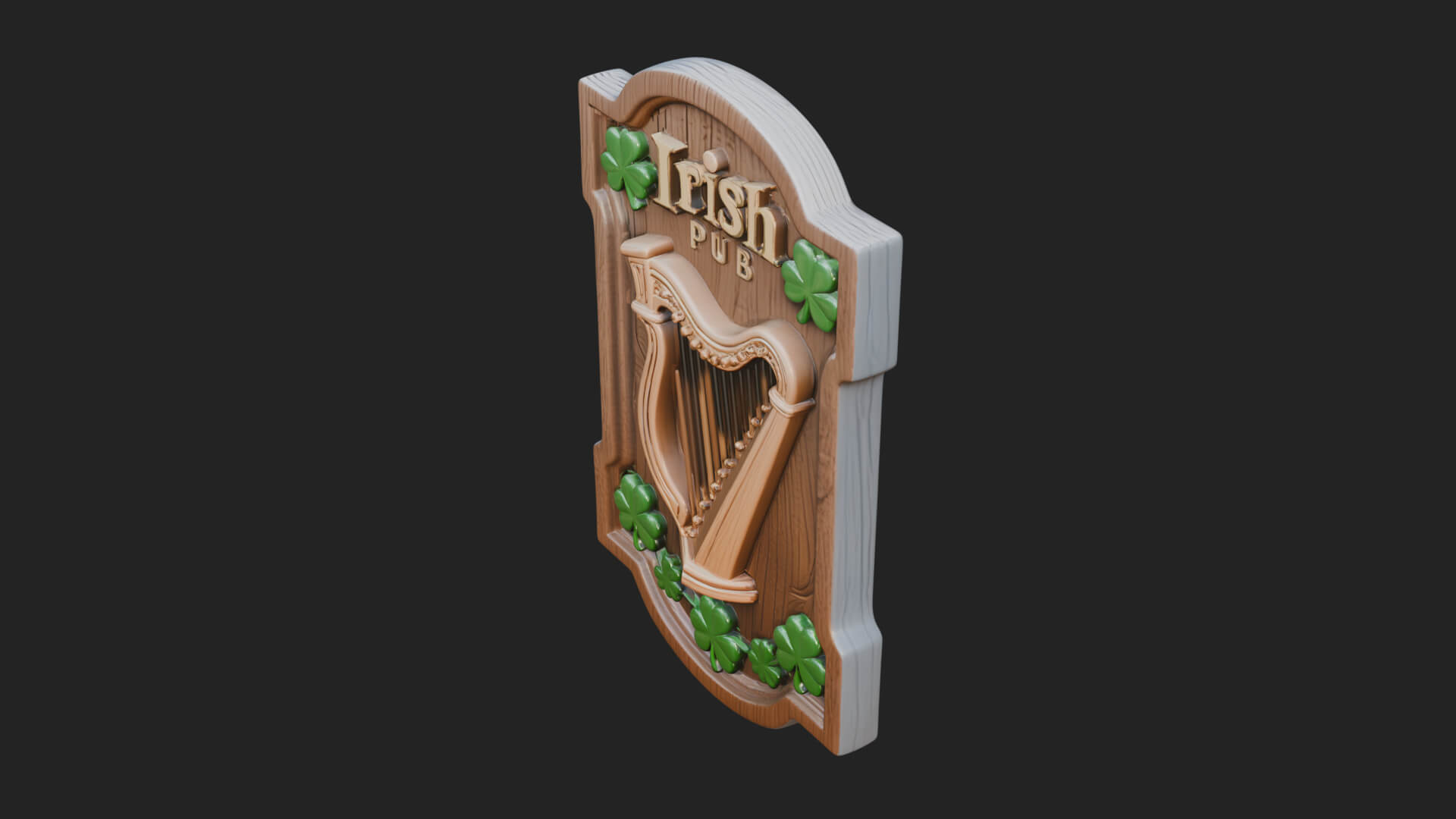 Irish Pub Harp Sign Plaque Design 2 3D Print Model 3D Model