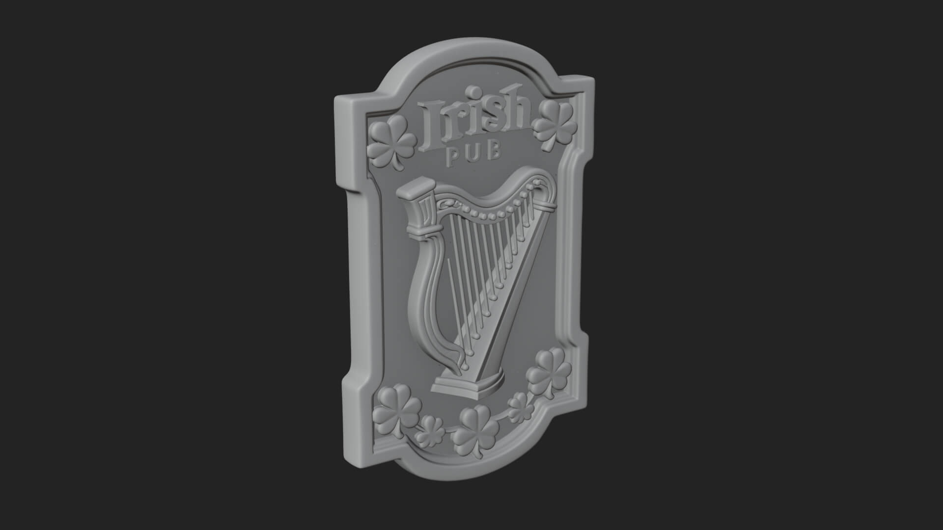 Irish Pub Harp Sign Plaque Design 2 3D Print Model 3D Model