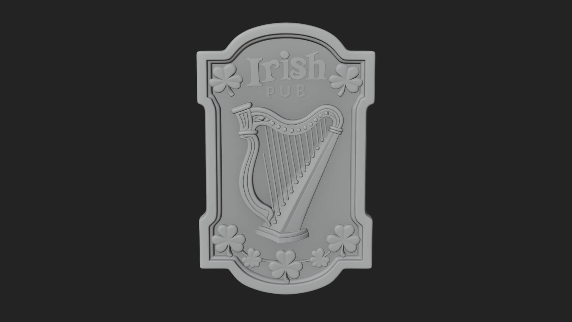 Irish Pub Harp Sign Plaque Design 2 3D Print Model 3D Model