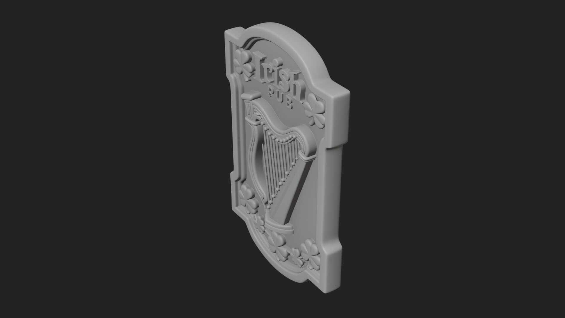 Irish Pub Harp Sign Plaque Design 2 3D Print Model 3D Model