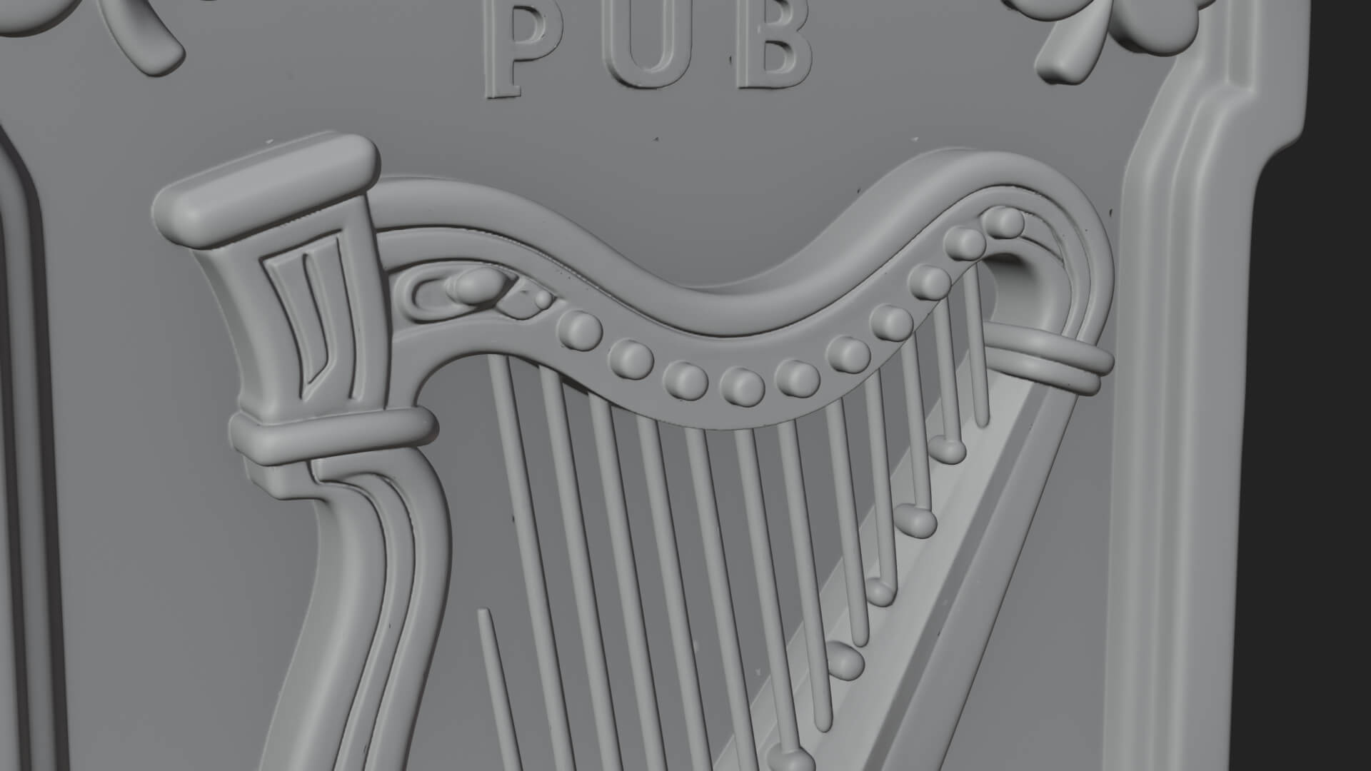 Irish Pub Harp Sign Plaque Design 2 3D Print Model 3D Model