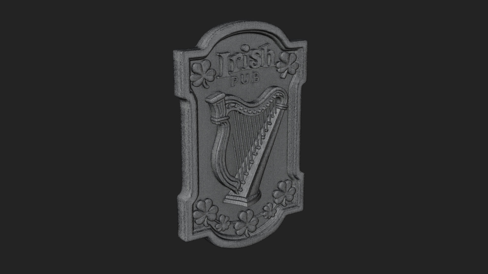 Irish Pub Harp Sign Plaque Design 2 3D Print Model 3D Model