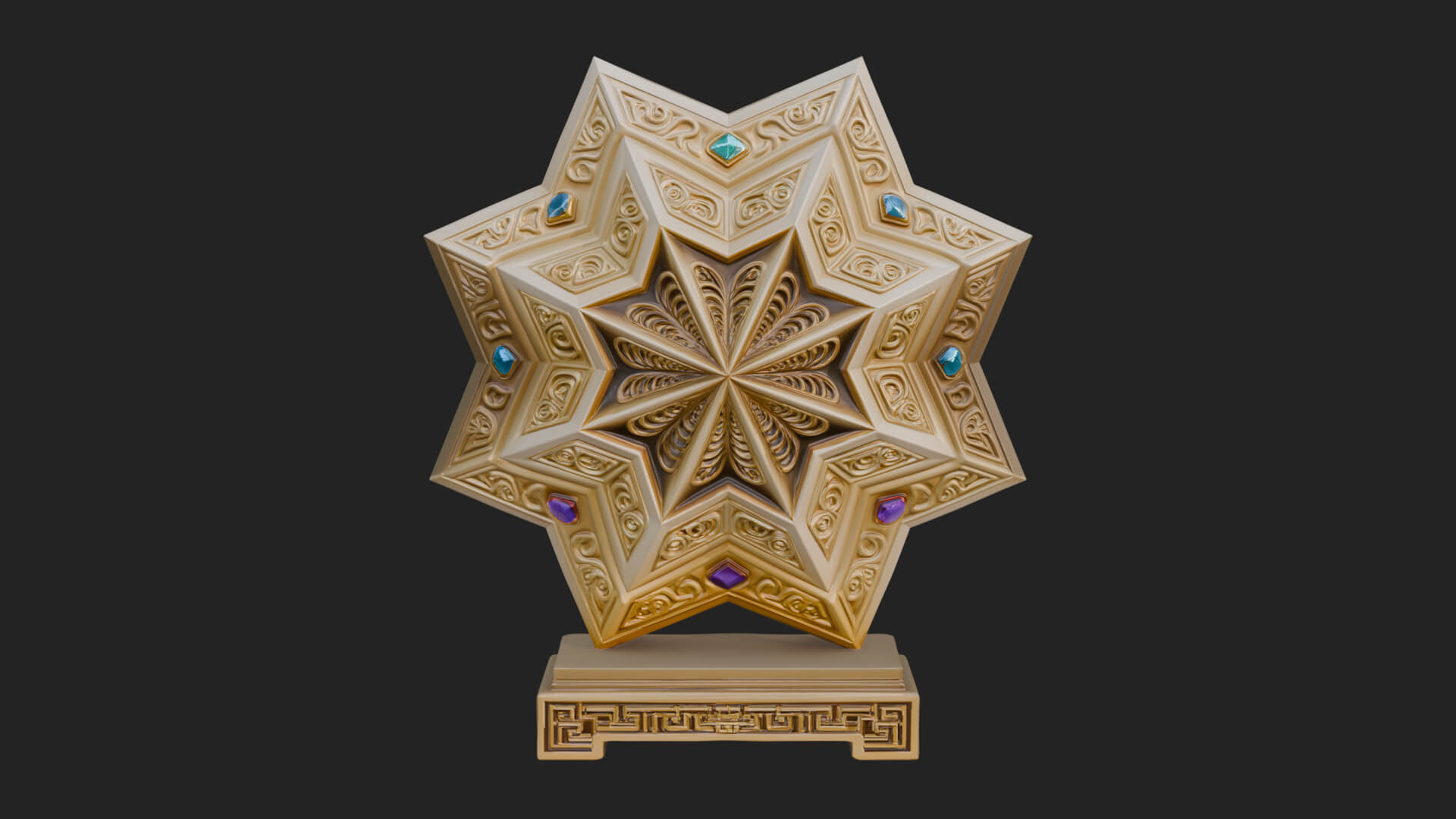 Islamic Star Burst Ornament Design 4 3D Print Model 3D Model