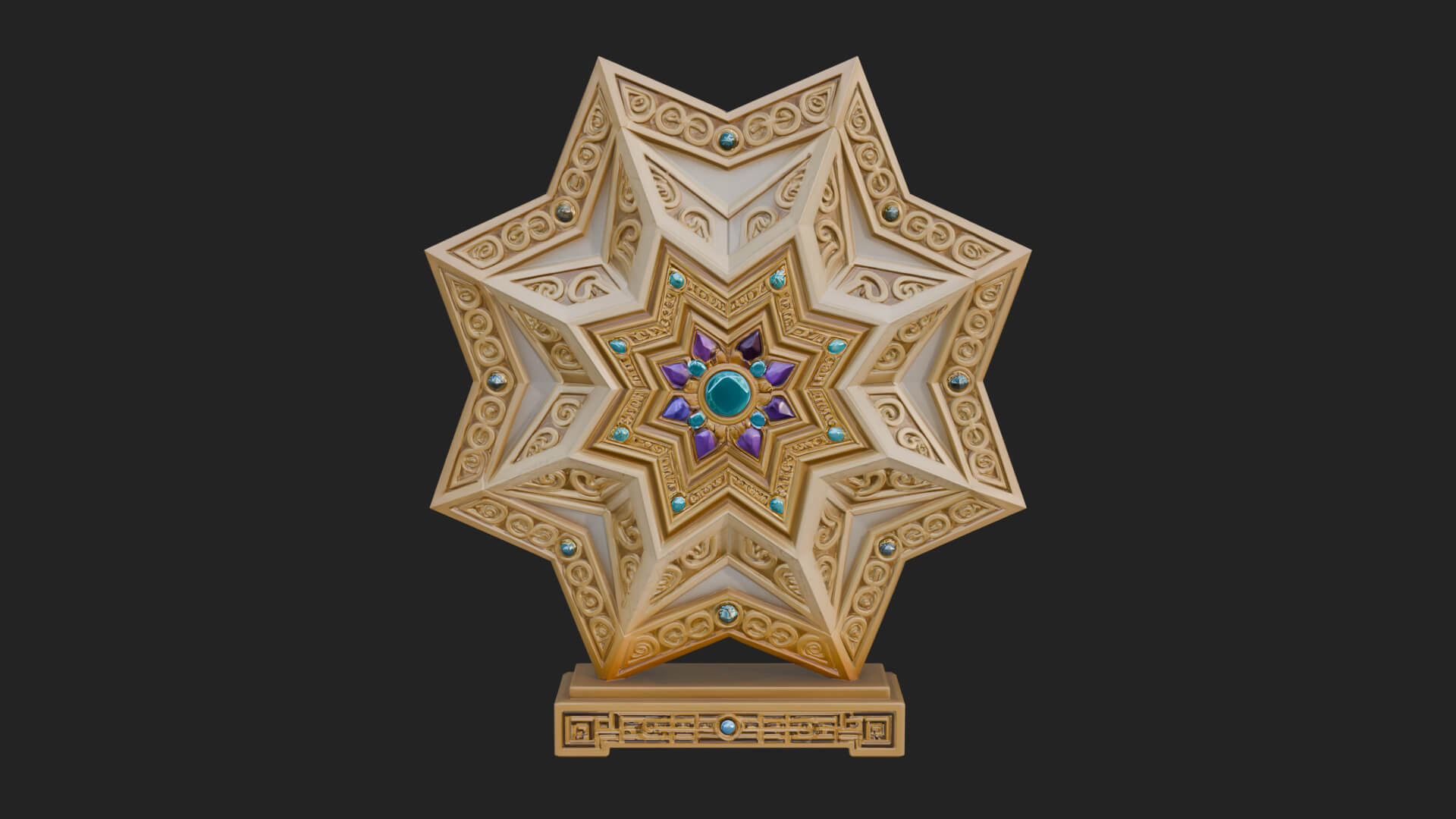 Islamic Star Burst Ornament Design 1 3D Print Model 3D Model