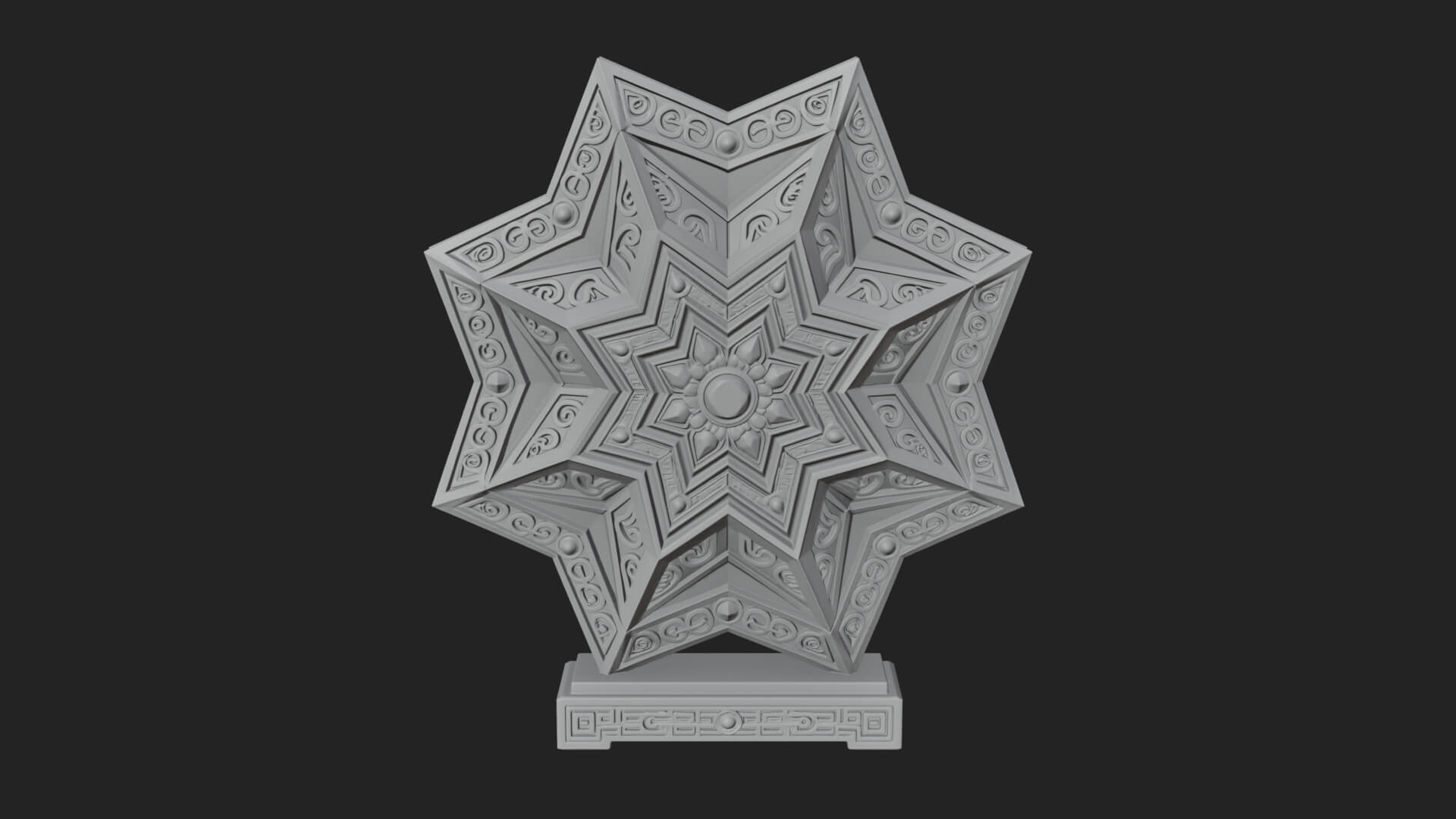 Islamic Star Burst Ornament Design 1 3D Print Model 3D Model