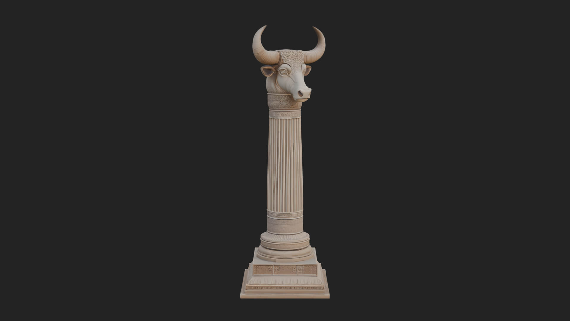 Jackal Head Stone Column Design 1 3D Print Model 3D Model