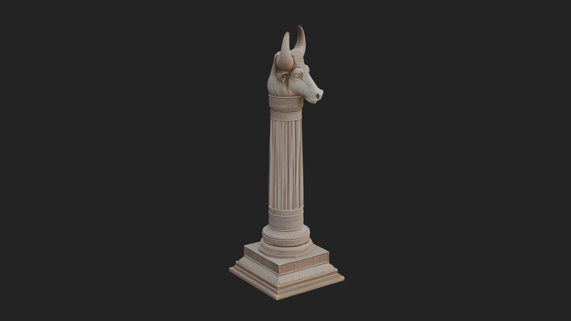 Jackal Head Stone Column Design 1 3D Print Model 3D Model