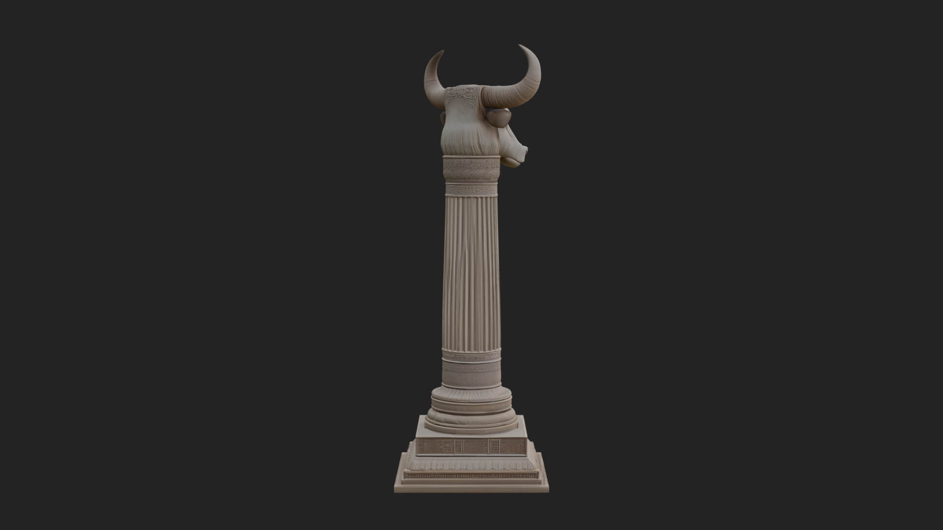 Jackal Head Stone Column Design 1 3D Print Model 3D Model