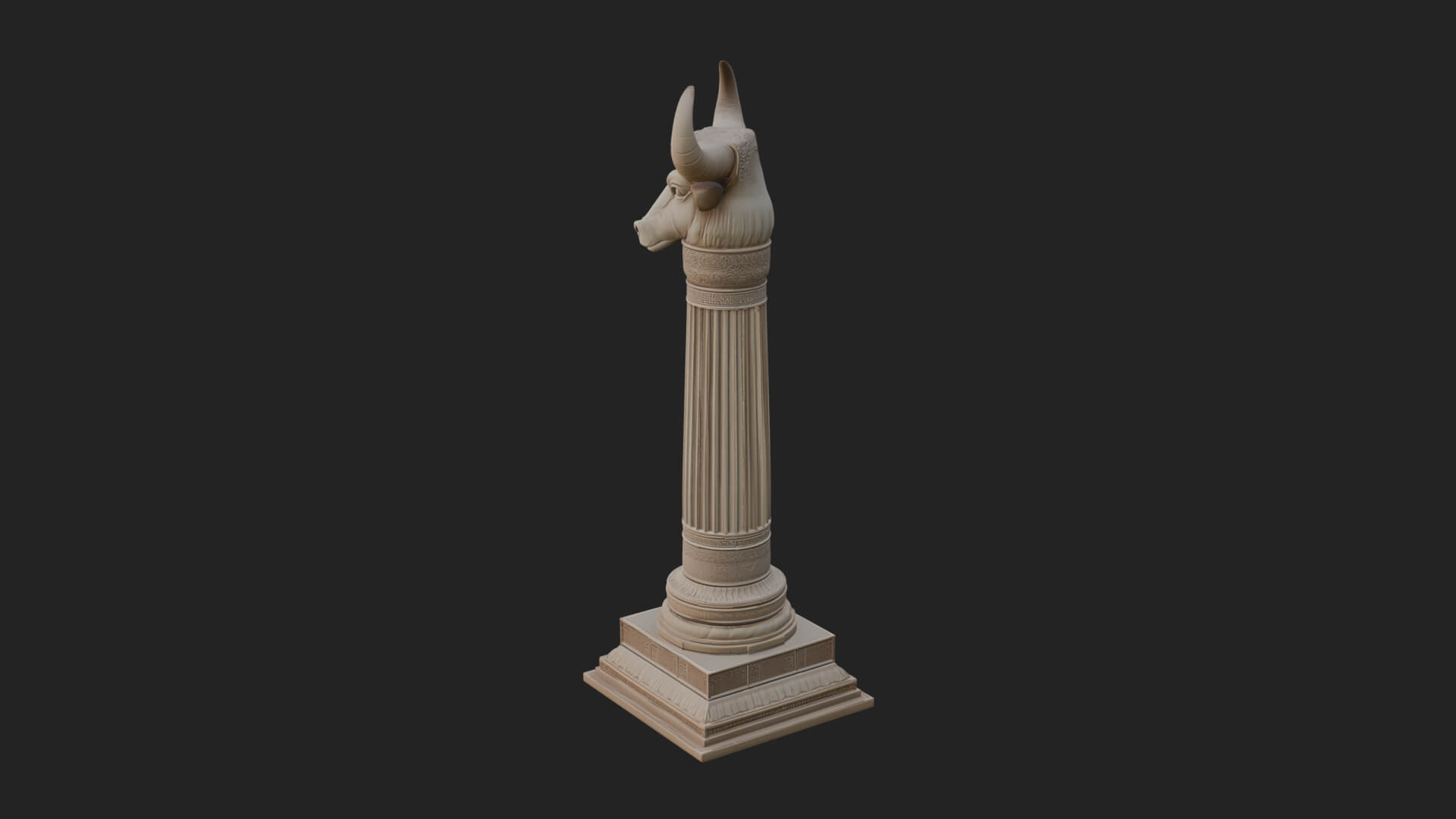 Jackal Head Stone Column Design 1 3D Print Model 3D Model